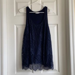 Navy lace tank top